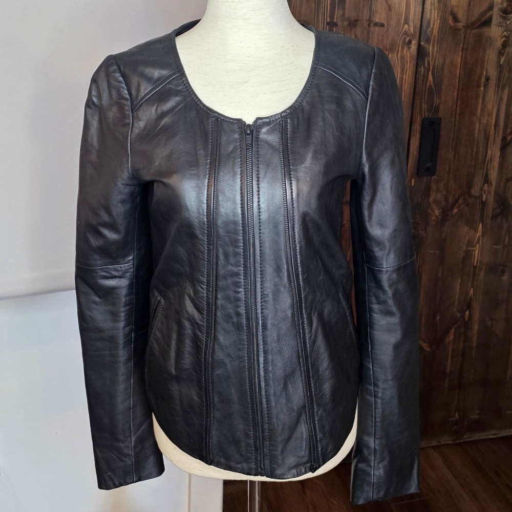 Trouve Asymmetrical Black/Bike 100% Leather Jacket Size XS